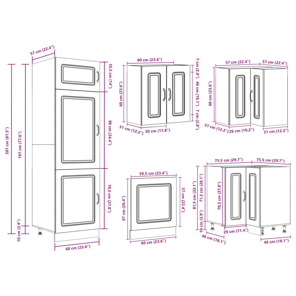Produktbild för Köksskåp Kalmar Sonoma-ek 80 x 46 x 81,5 cm Konstruerat trä