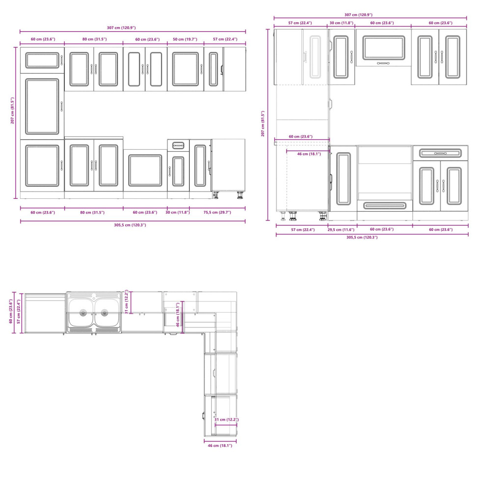 Produktbild för Köksskåp Kalmar Sonoma-ek 80 x 46 x 81,5 cm Konstruerat trä