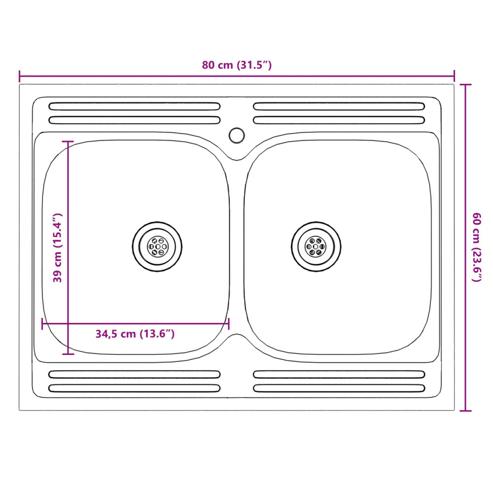Produktbild för Diskbänksskåp med lagring Porto 2 pcs Brun Konstruerat trä