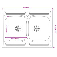 Produktbild för Diskbänksskåp med lagring Porto 2 pcs Brun Konstruerat trä