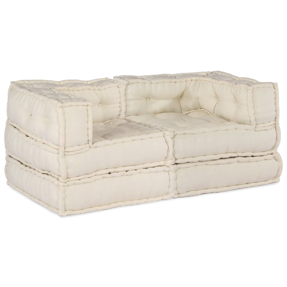 Produktbild för Modulsofa enhet 2 pcs Gräddvit 140 x 70 x 56 cm Tyg