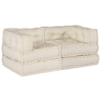Produktbild för Modulsofa enhet 2 pcs Gräddvit 140 x 70 x 56 cm Tyg