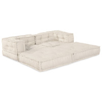 Produktbild för Modulsofa enhet 2 pcs Gräddvit 140 x 70 x 56 cm Tyg