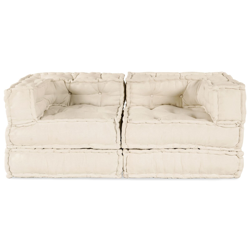 Produktbild för Modulsofa enhet 2 pcs Gräddvit 140 x 70 x 56 cm Tyg