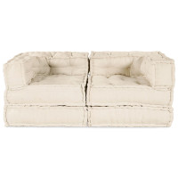 Produktbild för Modulsofa enhet 2 pcs Gräddvit 140 x 70 x 56 cm Tyg