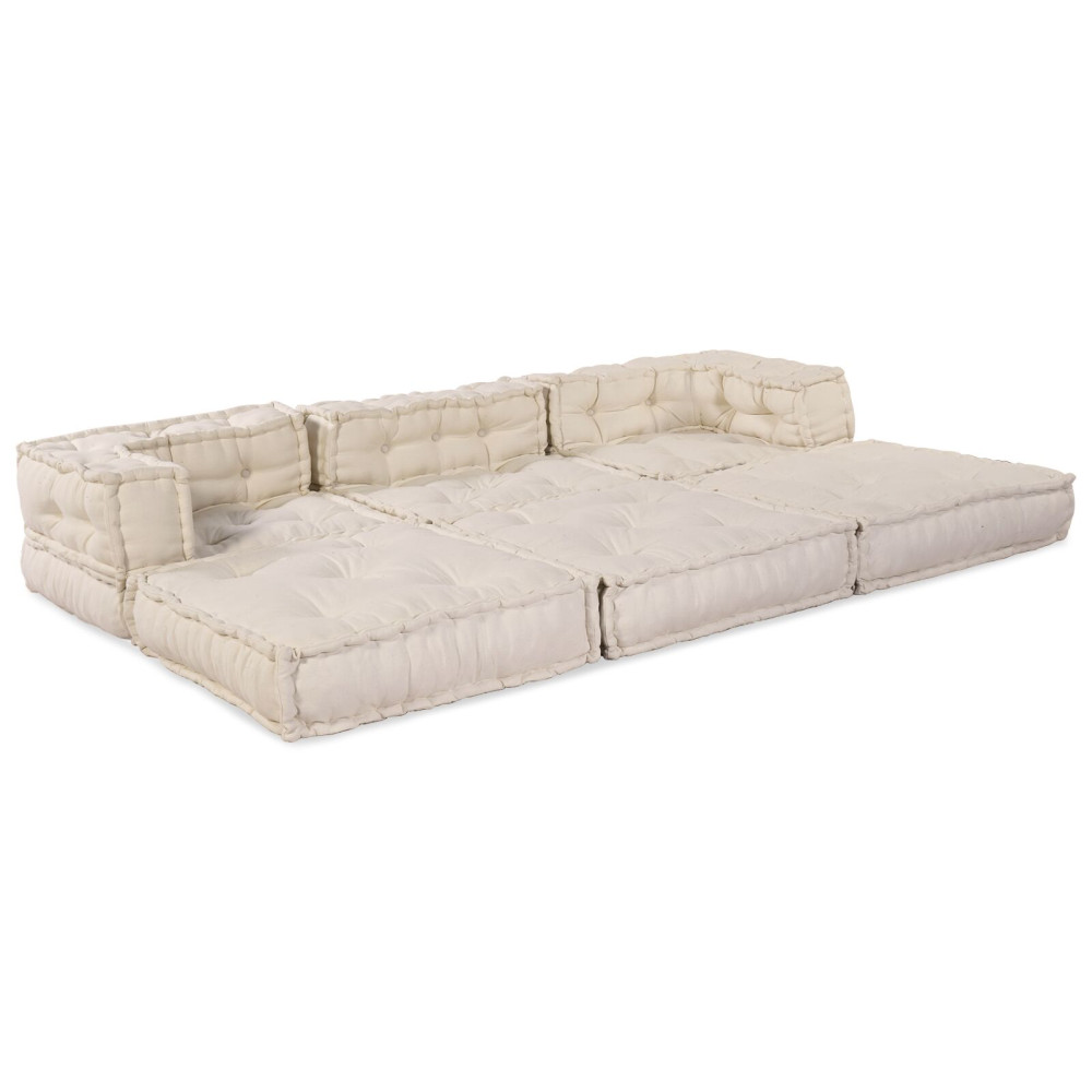 Produktbild för Modulsofa enhet 3 pcs Gräddvit Tyg