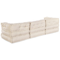 Produktbild för Modulsofa enhet 3 pcs Gräddvit Tyg