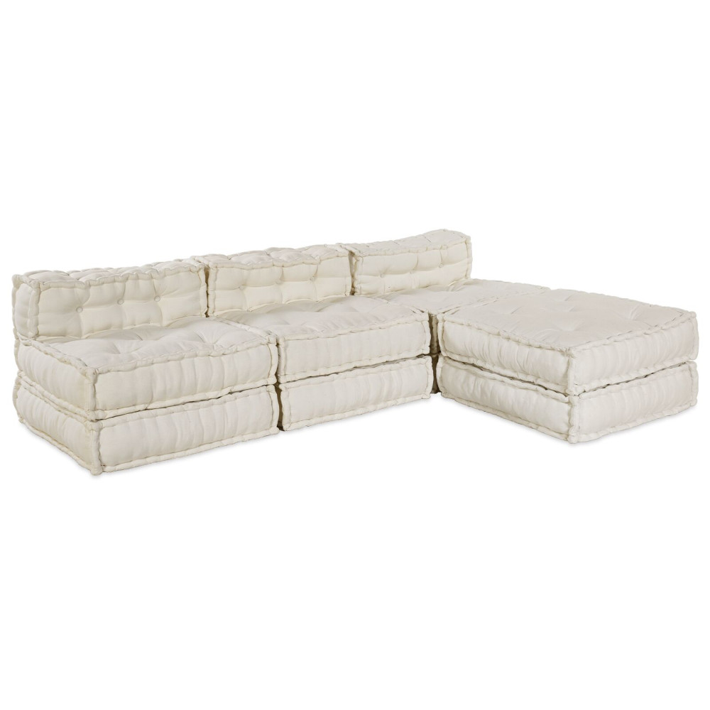 Produktbild för Modulsofa enhet 4 pcs Gräddvit Tyg