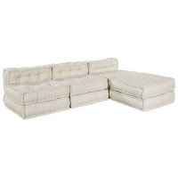 Produktbild för Modulsofa enhet 4 pcs Gräddvit Tyg