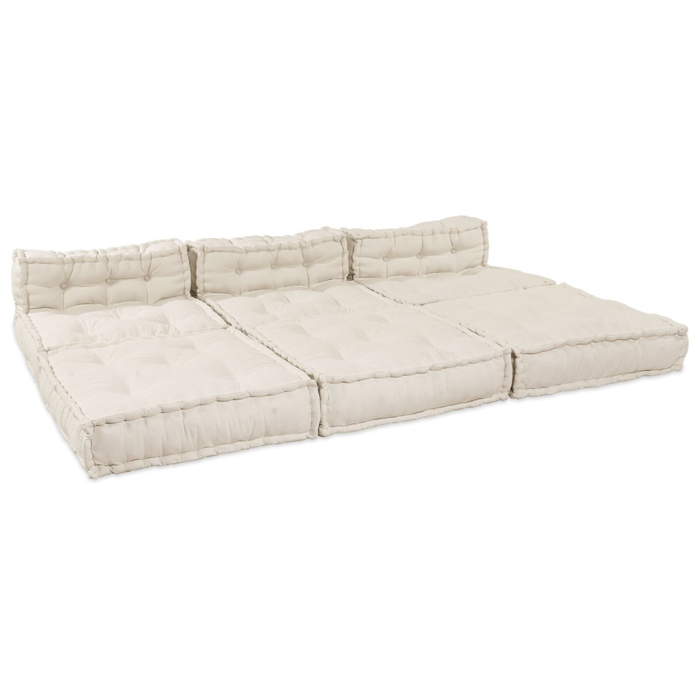 Produktbild för Modulsofa enhet 4 pcs Gräddvit Tyg