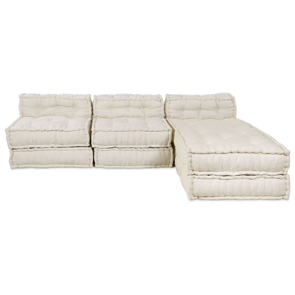 Produktbild för Modulsofa enhet 4 pcs Gräddvit Tyg
