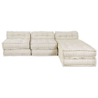 Produktbild för Modulsofa enhet 4 pcs Gräddvit Tyg