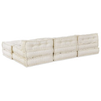 Produktbild för Modulsofa enhet 4 pcs Gräddvit Tyg