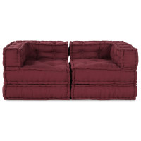 Produktbild för Modulsofa enhet 2 pcs Bordeaux 140 x 70 x 56 cm Tyg