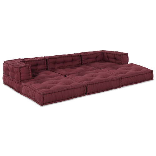 vidaXL Modulsofa enhet 3 pcs Bordeaux Tyg