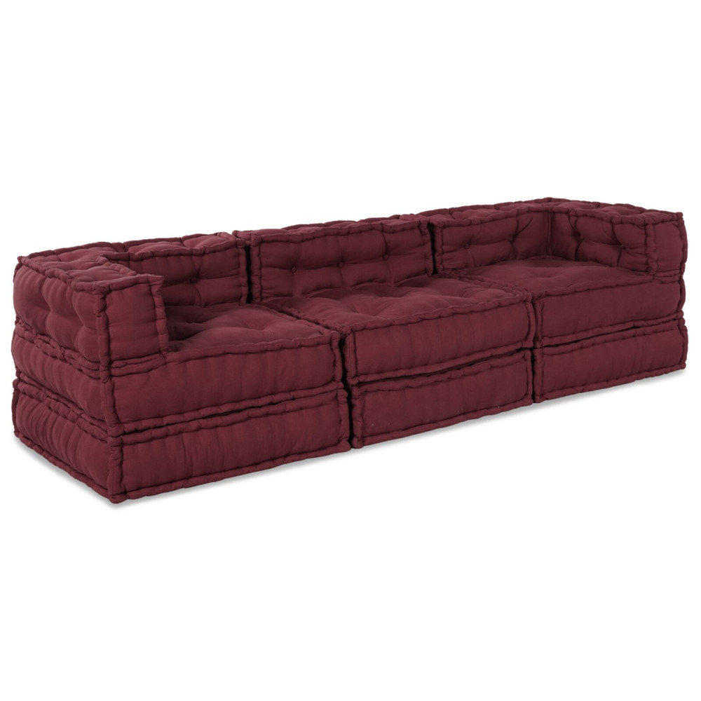 Produktbild för Modulsofa enhet 3 pcs Bordeaux Tyg