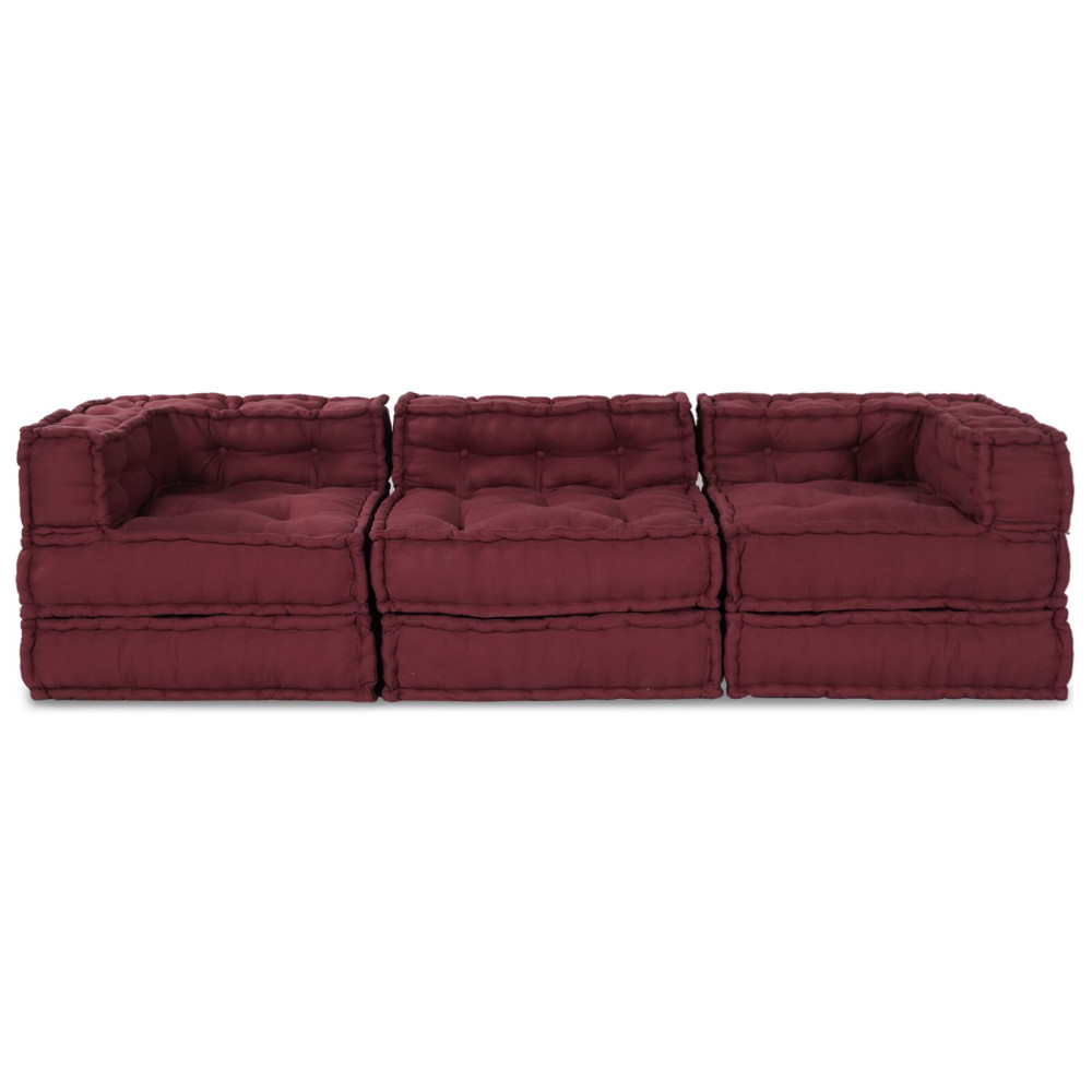 Produktbild för Modulsofa enhet 3 pcs Bordeaux Tyg