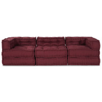Produktbild för Modulsofa enhet 3 pcs Bordeaux Tyg
