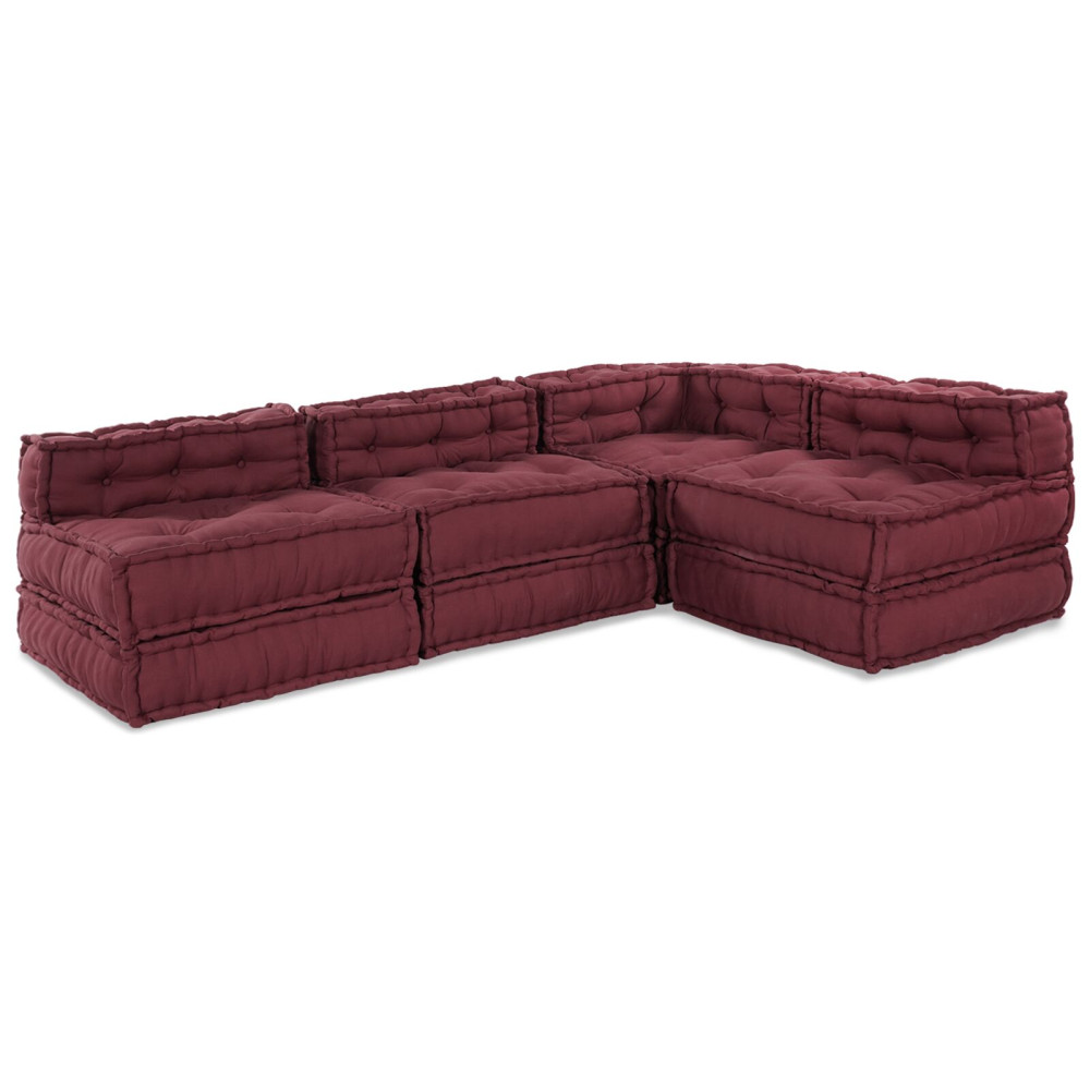 Produktbild för Modulsofa enhet 4 pcs Bordeaux Tyg
