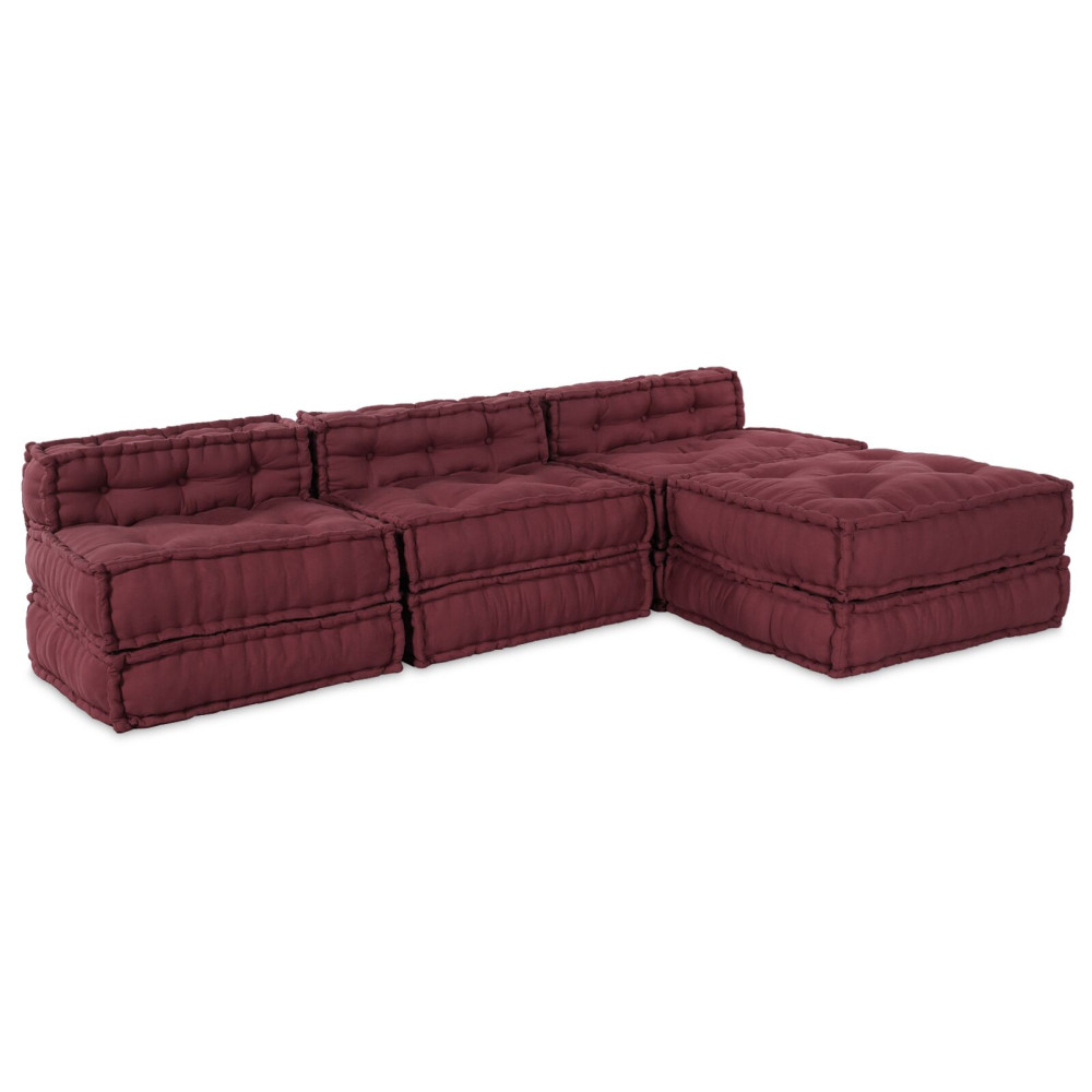 Produktbild för Modulsofa enhet 4 pcs Bordeaux Tyg