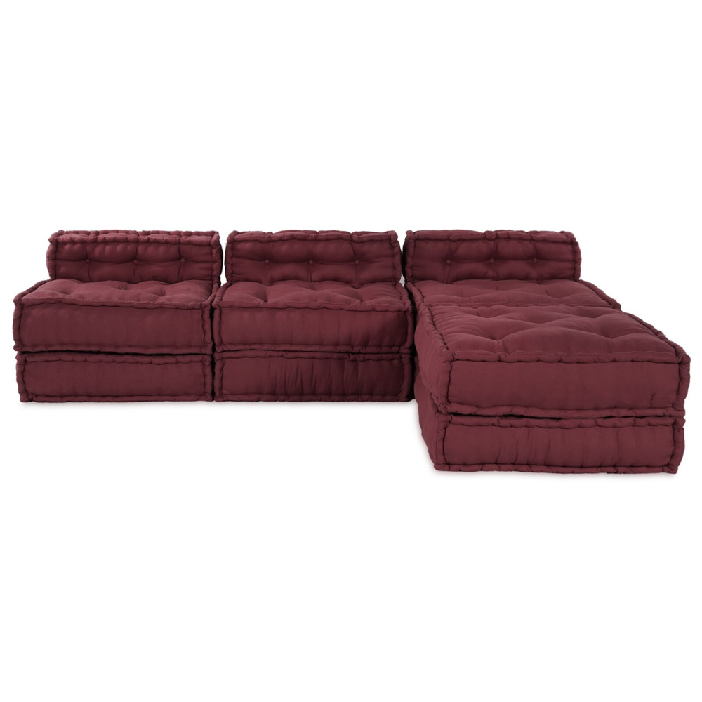 Produktbild för Modulsofa enhet 4 pcs Bordeaux Tyg