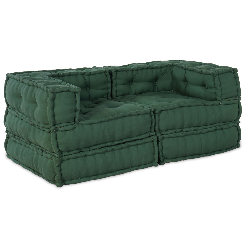 Produktbild för Modulsofa enhet 2 pcs Grön 140 x 70 x 56 cm Tyg