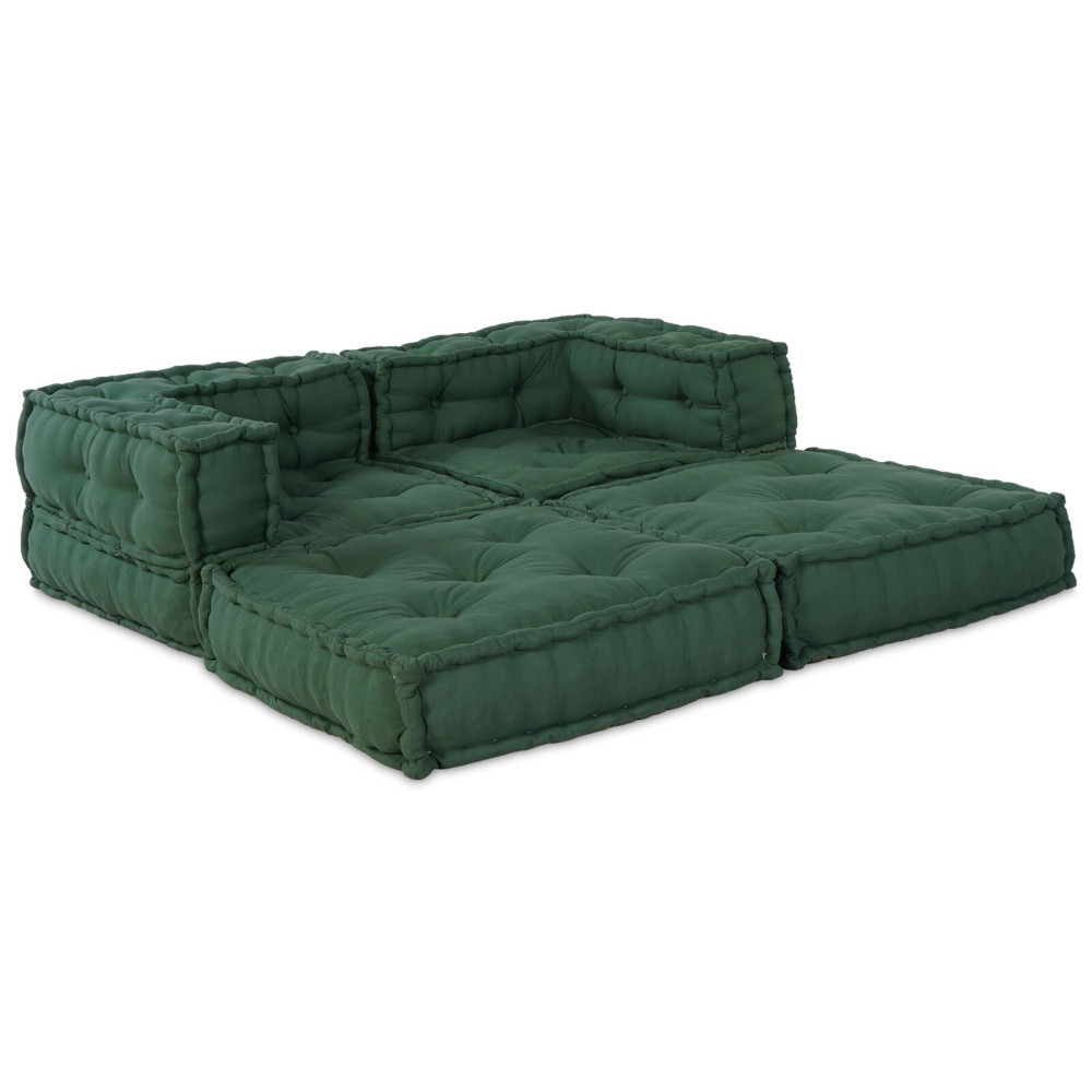 Produktbild för Modulsofa enhet 2 pcs Grön 140 x 70 x 56 cm Tyg
