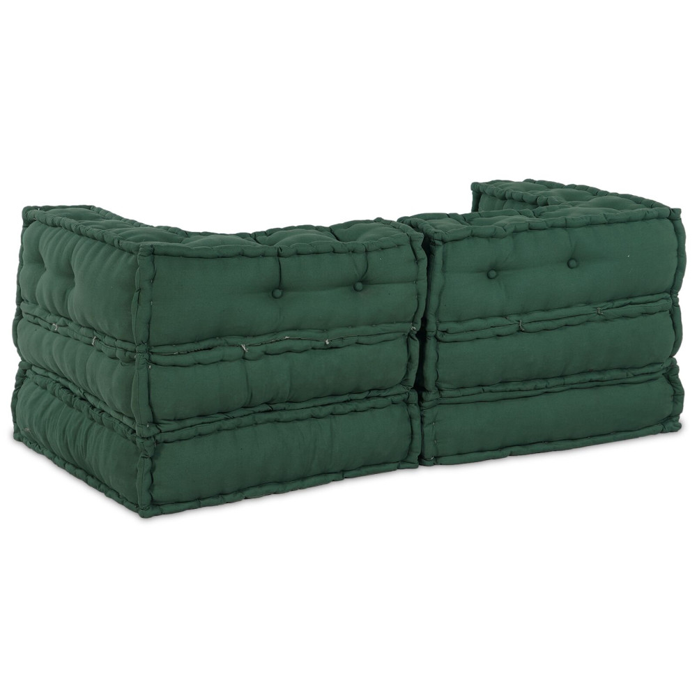 Produktbild för Modulsofa enhet 2 pcs Grön 140 x 70 x 56 cm Tyg