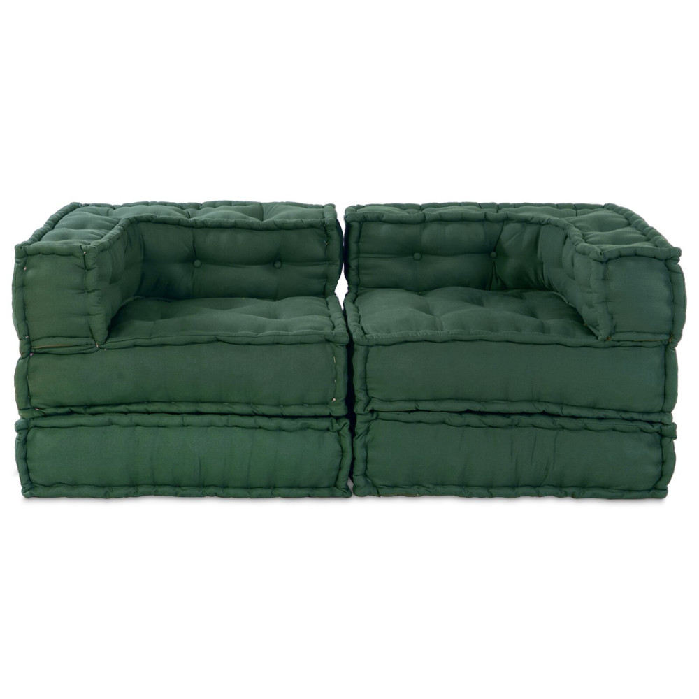 Produktbild för Modulsofa enhet 2 pcs Grön 140 x 70 x 56 cm Tyg