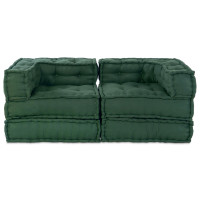 Produktbild för Modulsofa enhet 2 pcs Grön 140 x 70 x 56 cm Tyg
