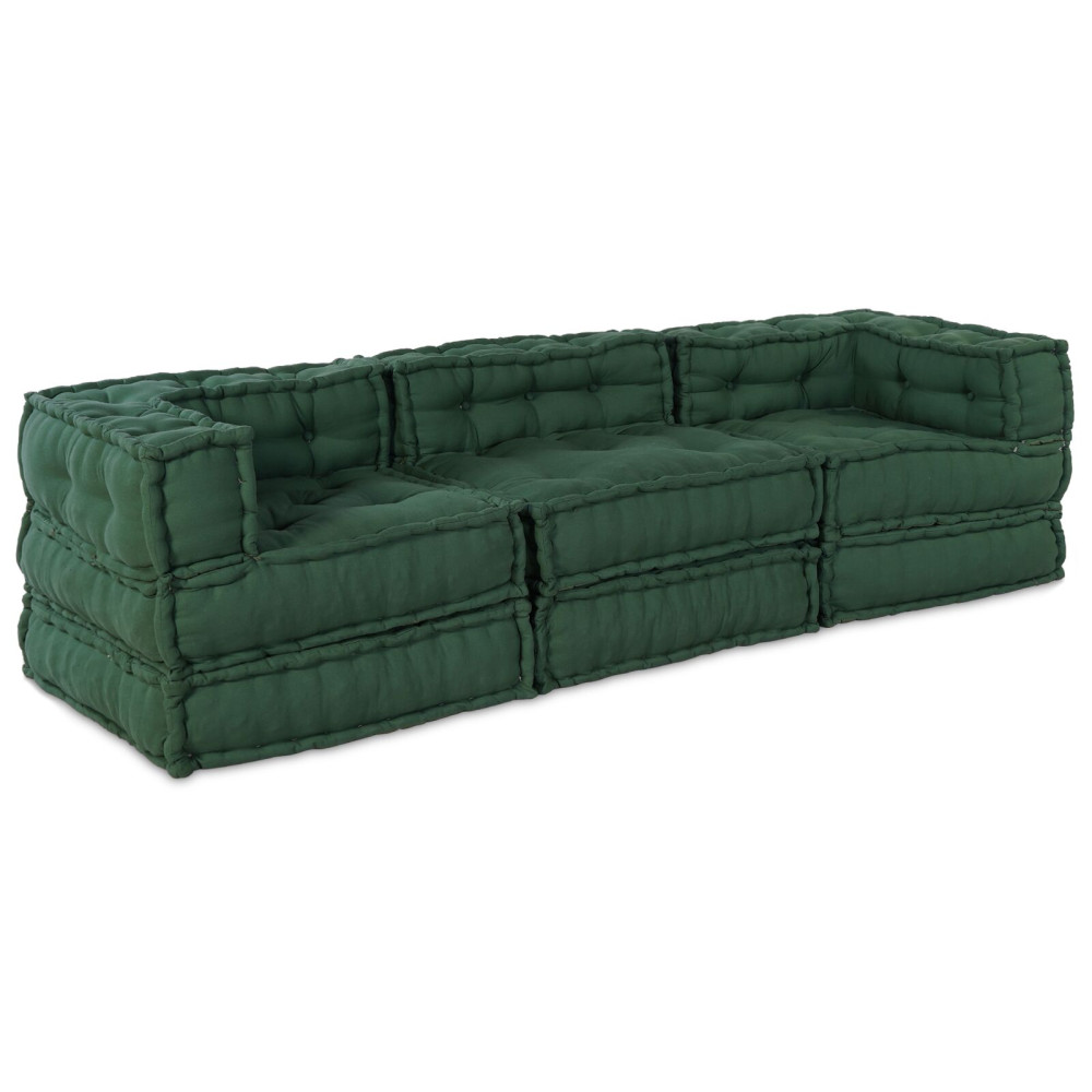 Produktbild för Modulsofa enhet 3 pcs Grön Tyg