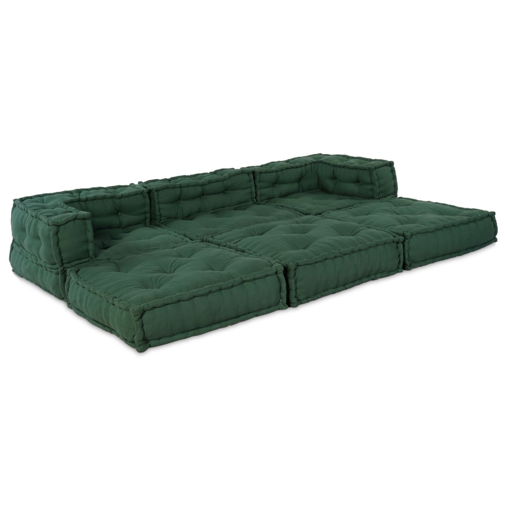 Produktbild för Modulsofa enhet 3 pcs Grön Tyg