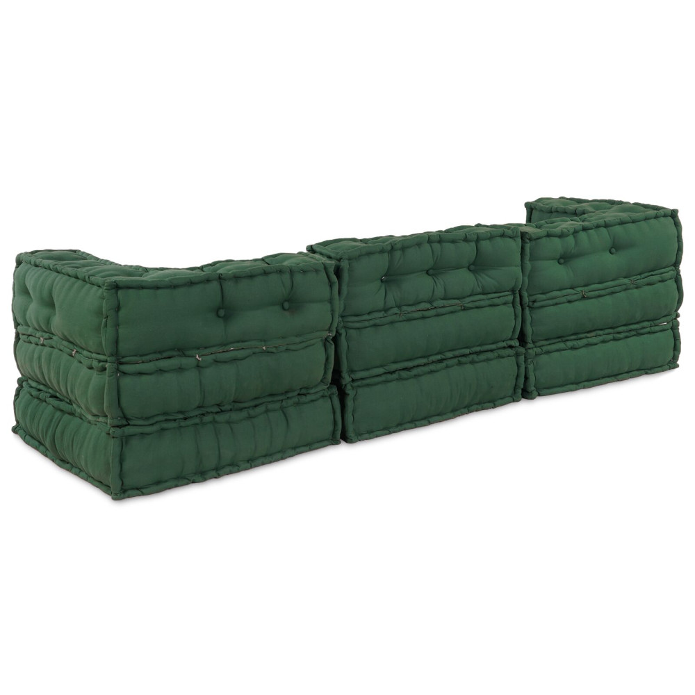 Produktbild för Modulsofa enhet 3 pcs Grön Tyg