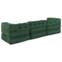 Produktbild för Modulsofa enhet 3 pcs Grön Tyg