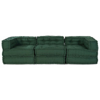Produktbild för Modulsofa enhet 3 pcs Grön Tyg