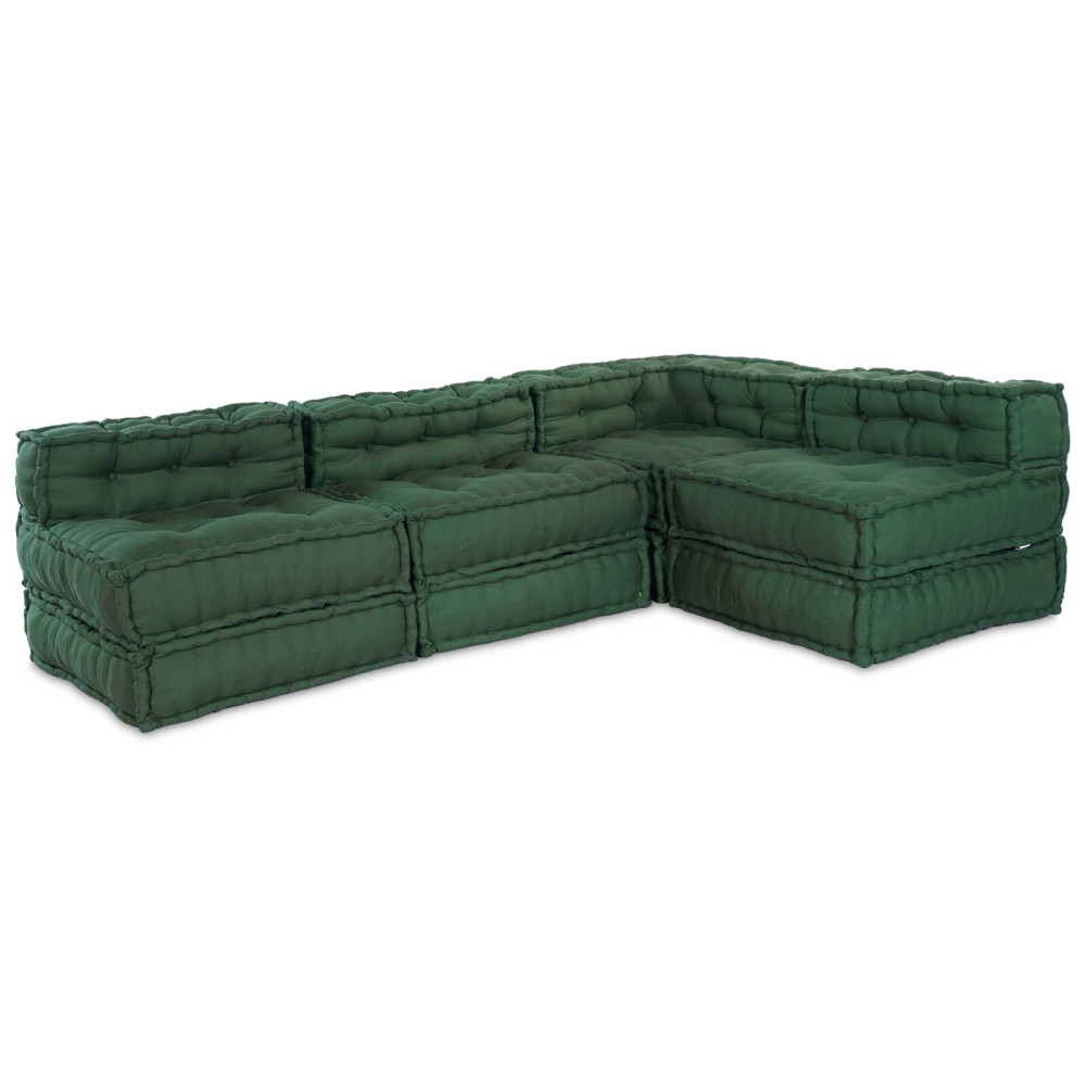 Produktbild för Modulsofa enhet 4 pcs Grön Tyg