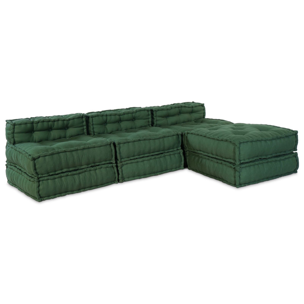 Produktbild för Modulsofa enhet 4 pcs Grön Tyg
