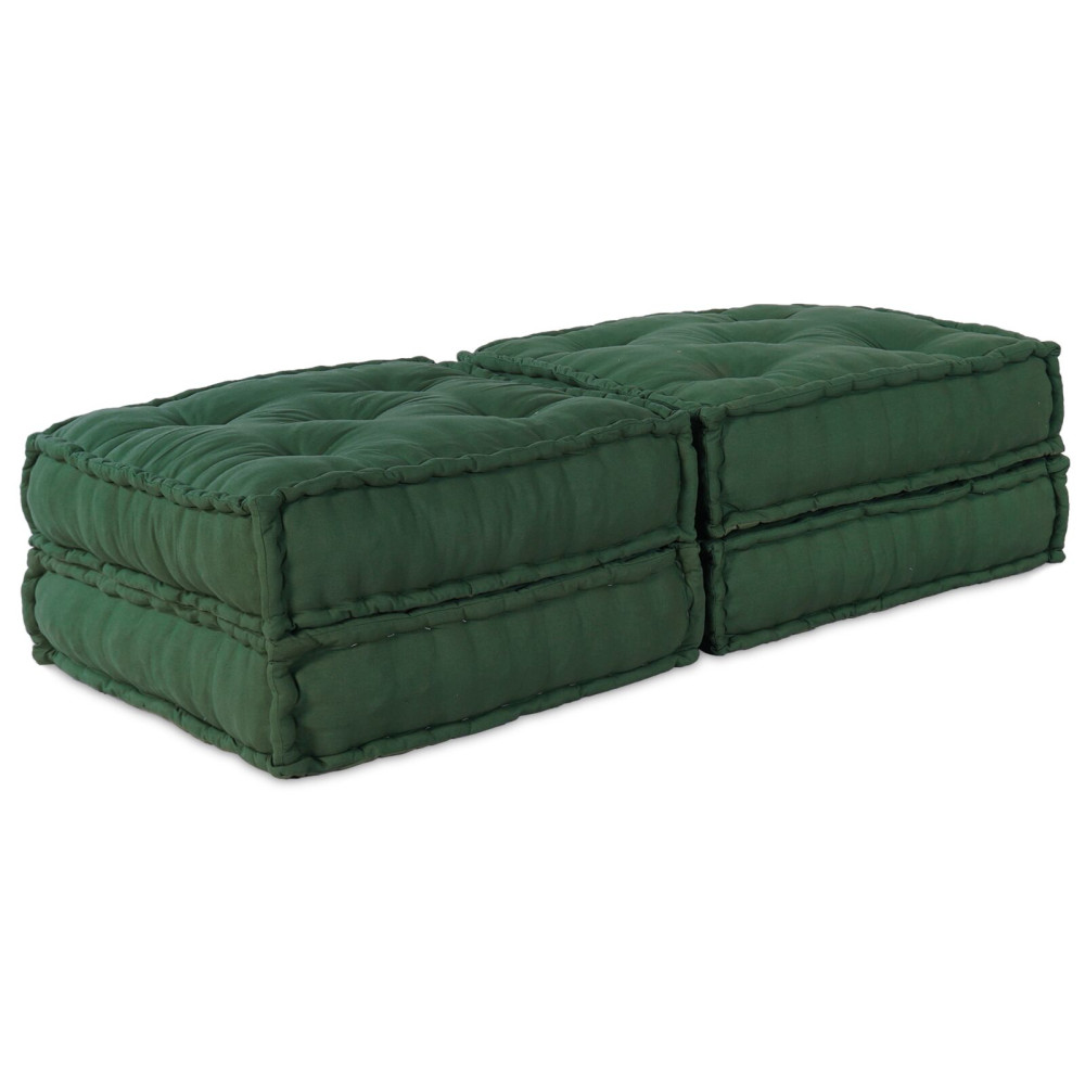 Produktbild för Modulsofa enhet 2 pcs Grön 140 x 70 x 36 cm Tyg