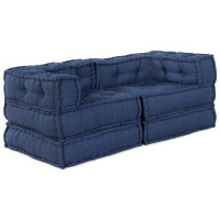 Produktbild för Modulsofa enhet 2 pcs Indigo 140 x 70 x 56 cm Tyg