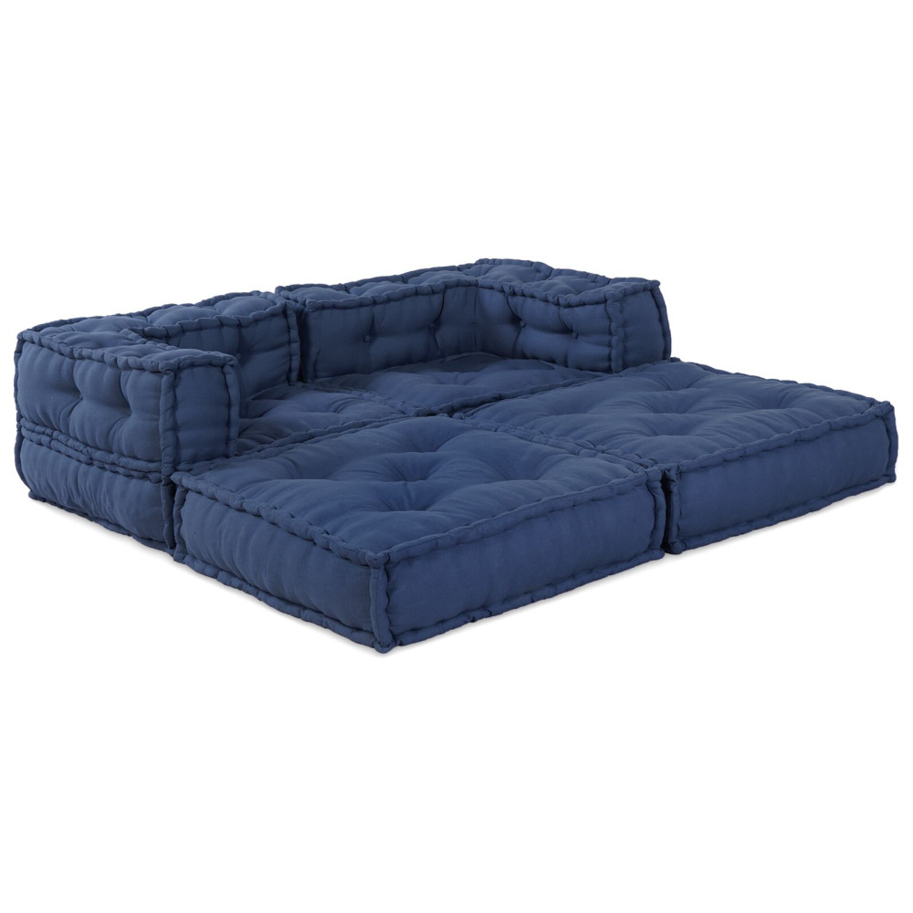 Produktbild för Modulsofa enhet 2 pcs Indigo 140 x 70 x 56 cm Tyg