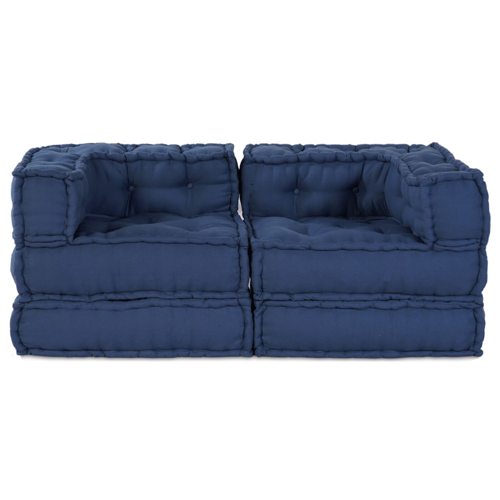 Produktbild för Modulsofa enhet 2 pcs Indigo 140 x 70 x 56 cm Tyg