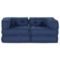 Produktbild för Modulsofa enhet 2 pcs Indigo 140 x 70 x 56 cm Tyg