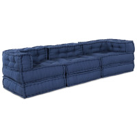 Produktbild för Modulsofa enhet 3 pcs Indigo Tyg