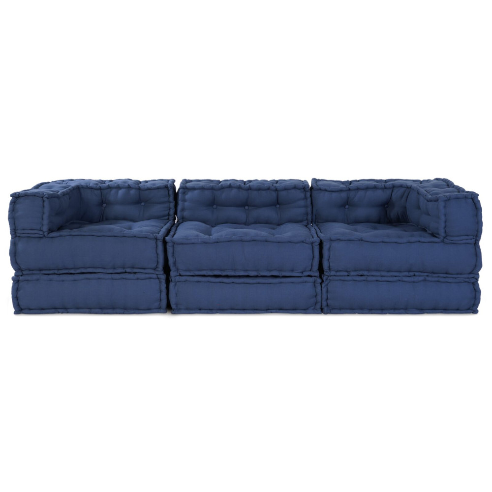 Produktbild för Modulsofa enhet 3 pcs Indigo Tyg