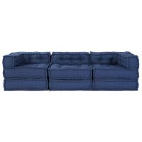 Produktbild för Modulsofa enhet 3 pcs Indigo Tyg
