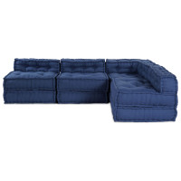 Produktbild för Modulsofa enhet 4 pcs Indigo Tyg