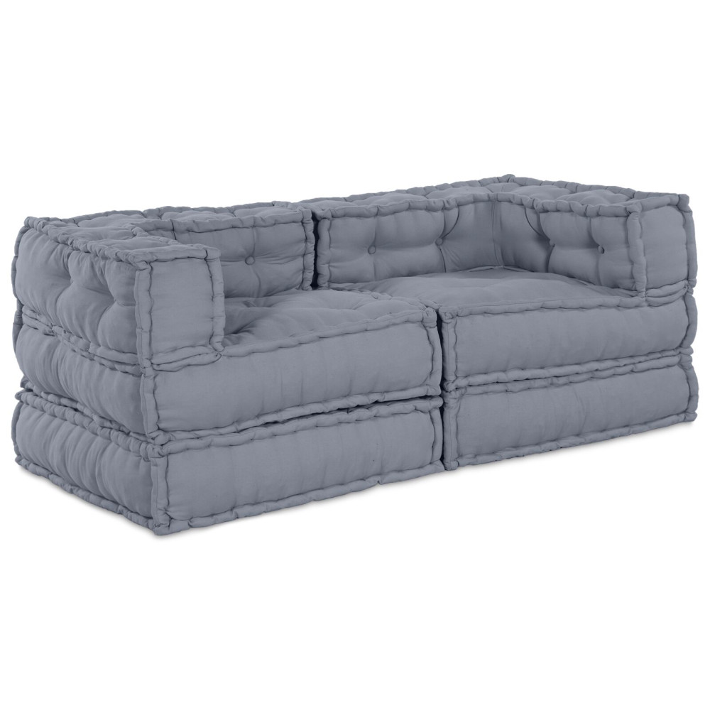 Produktbild för Modulsofa enhet 2 pcs Grå 140 x 70 x 56 cm Tyg