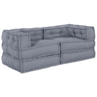 Produktbild för Modulsofa enhet 2 pcs Grå 140 x 70 x 56 cm Tyg