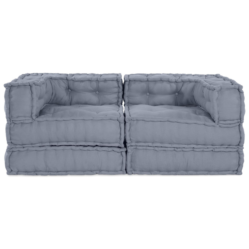 Produktbild för Modulsofa enhet 2 pcs Grå 140 x 70 x 56 cm Tyg