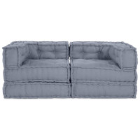 Produktbild för Modulsofa enhet 2 pcs Grå 140 x 70 x 56 cm Tyg